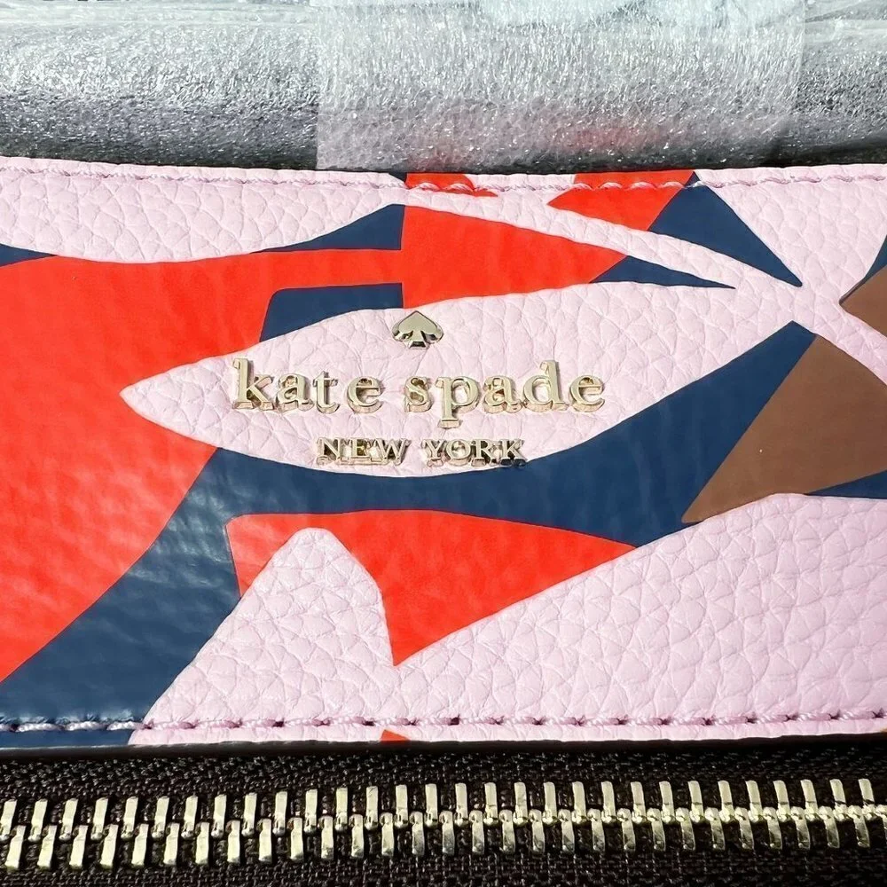 Kate Spade Womens Pink Floral Leather Top Zip Strap Jackson Crossbody Bag New